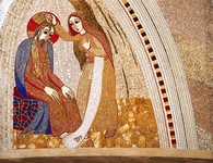 Maziljenje v Betaniji, Rupnik, mozaik v kapeli Doma krščanskih srečanj, Capiago (Italija)